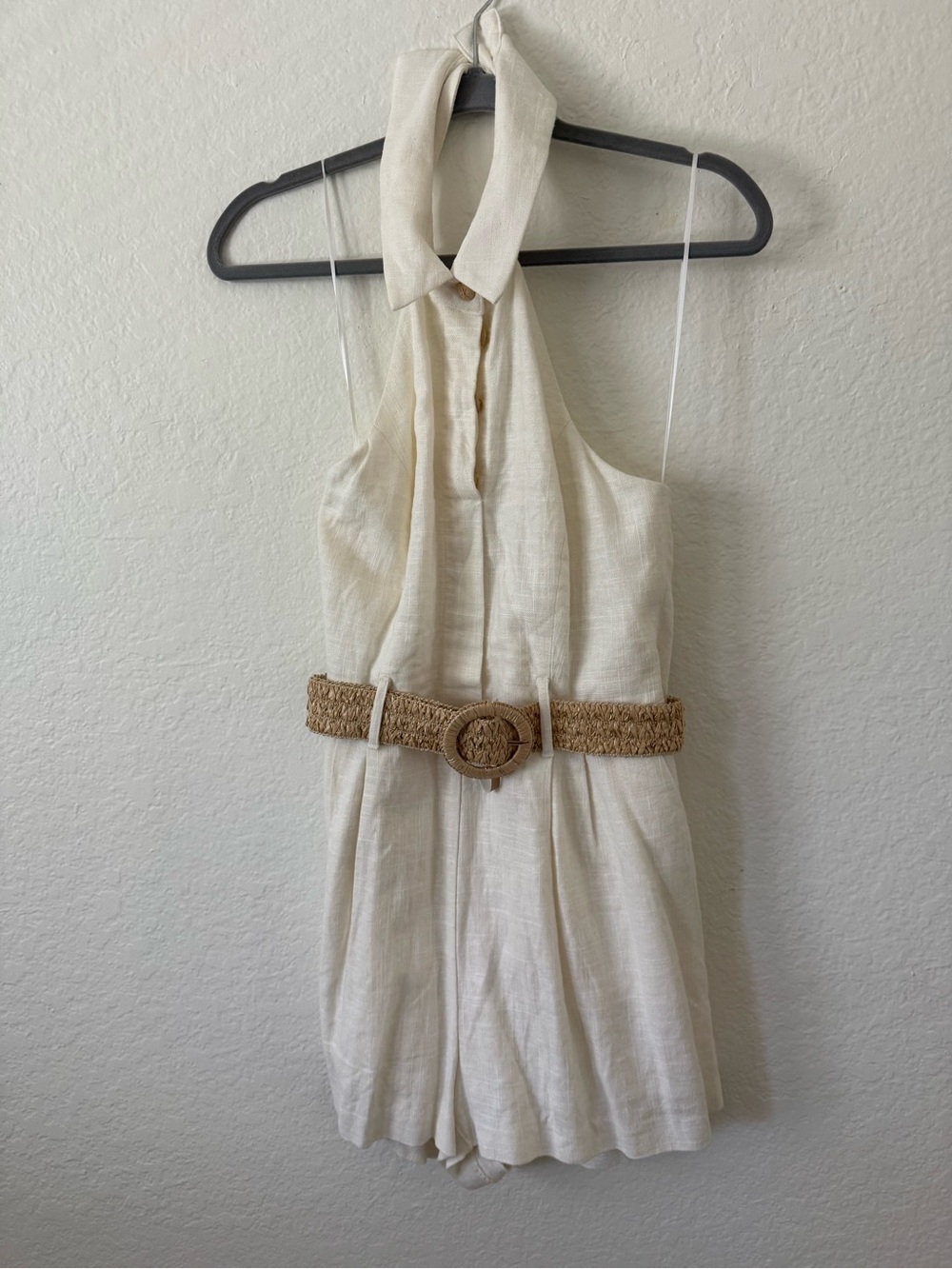House of Harlow 1960 Cream Smocked Halter Romper NWOT